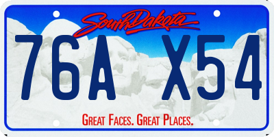 SD license plate 76AX54