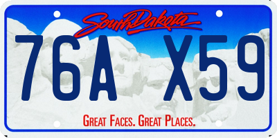 SD license plate 76AX59