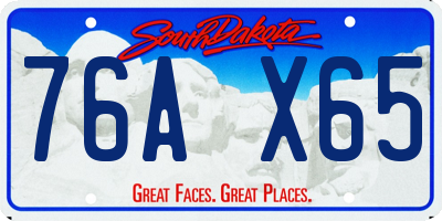 SD license plate 76AX65