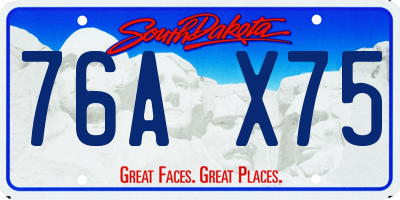 SD license plate 76AX75