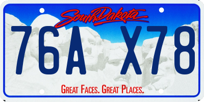 SD license plate 76AX78