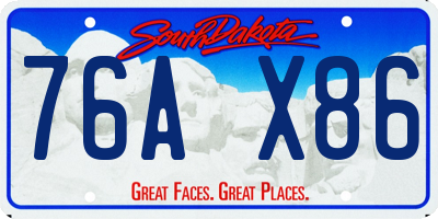 SD license plate 76AX86