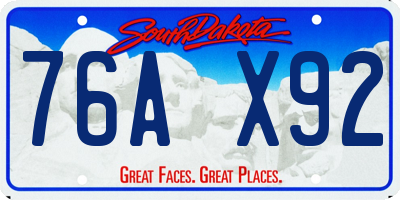 SD license plate 76AX92