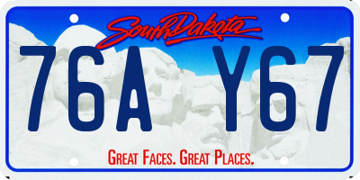 SD license plate 76AY67