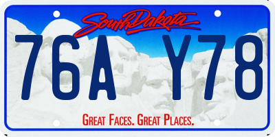 SD license plate 76AY78