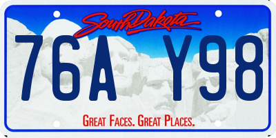 SD license plate 76AY98