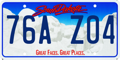 SD license plate 76AZ04