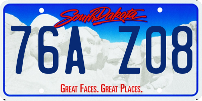 SD license plate 76AZ08