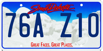 SD license plate 76AZ10