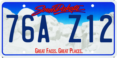 SD license plate 76AZ12