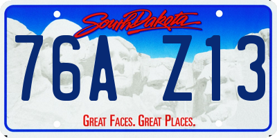SD license plate 76AZ13