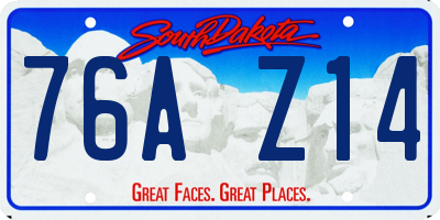 SD license plate 76AZ14