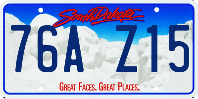 SD license plate 76AZ15
