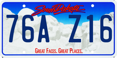 SD license plate 76AZ16