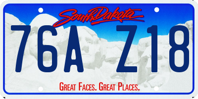 SD license plate 76AZ18