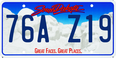 SD license plate 76AZ19