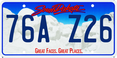 SD license plate 76AZ26
