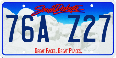 SD license plate 76AZ27