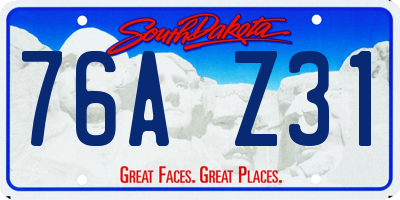 SD license plate 76AZ31