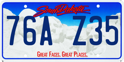 SD license plate 76AZ35