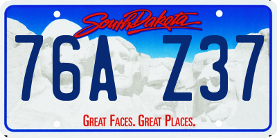 SD license plate 76AZ37