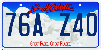 SD license plate 76AZ40