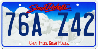 SD license plate 76AZ42