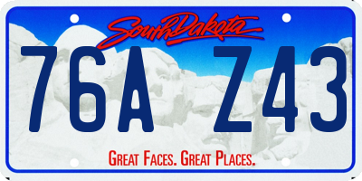 SD license plate 76AZ43