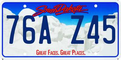 SD license plate 76AZ45