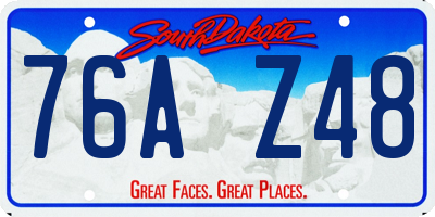 SD license plate 76AZ48