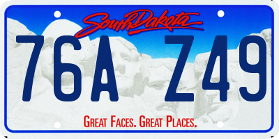 SD license plate 76AZ49