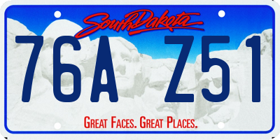 SD license plate 76AZ51