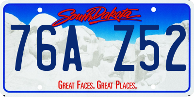 SD license plate 76AZ52