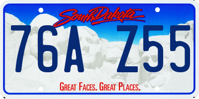 SD license plate 76AZ55