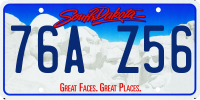 SD license plate 76AZ56