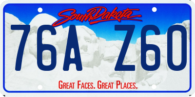 SD license plate 76AZ60