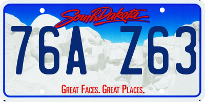 SD license plate 76AZ63