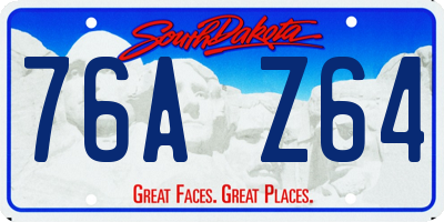 SD license plate 76AZ64