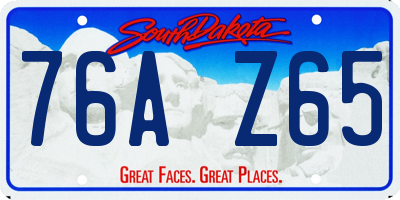 SD license plate 76AZ65