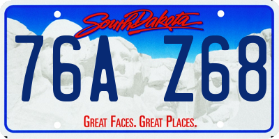 SD license plate 76AZ68