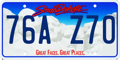 SD license plate 76AZ70