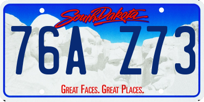 SD license plate 76AZ73