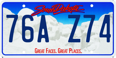 SD license plate 76AZ74