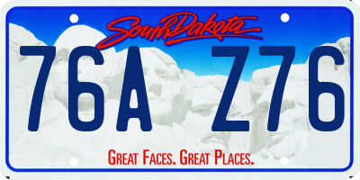 SD license plate 76AZ76