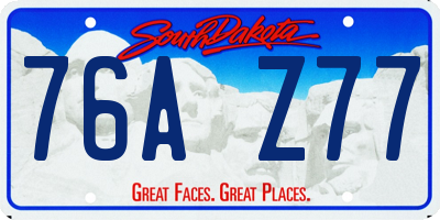 SD license plate 76AZ77