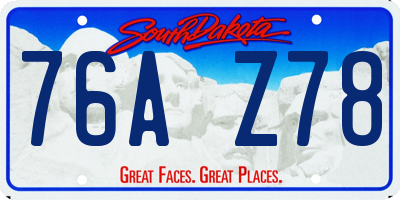 SD license plate 76AZ78