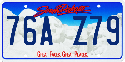 SD license plate 76AZ79