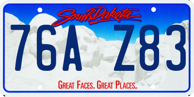 SD license plate 76AZ83