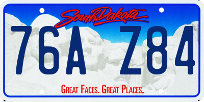 SD license plate 76AZ84