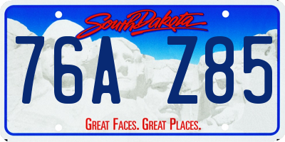 SD license plate 76AZ85